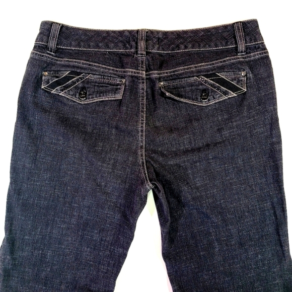 WHITE HOUSE|BLACK MARKET ♡ Black Denim Embellished Bling Trouser Leg Jeans 8S - Picture 14 of 16